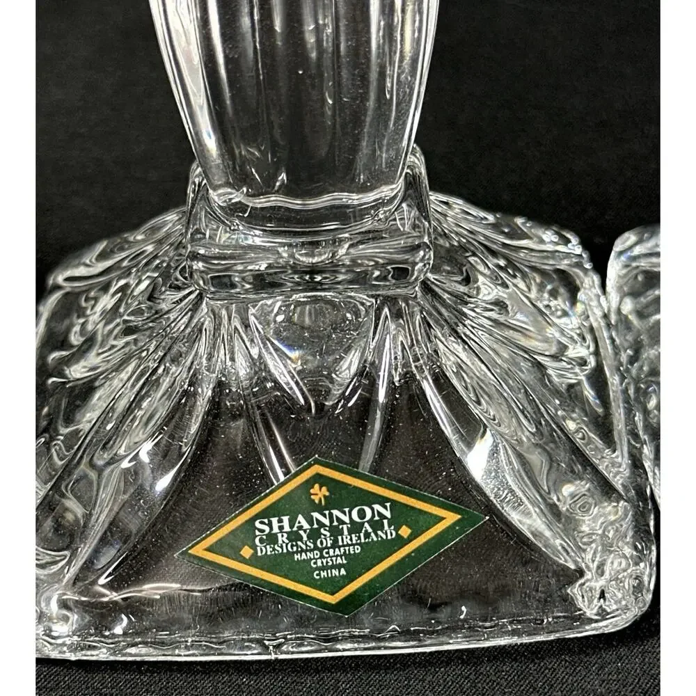 Shannon Crystal by Godinger Serenade Candlestick Pair 5.75” NIB Model 43789